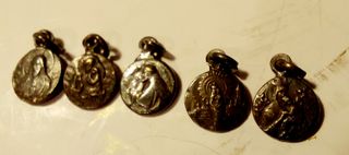 5 medallas antiguas religiosas miniatura