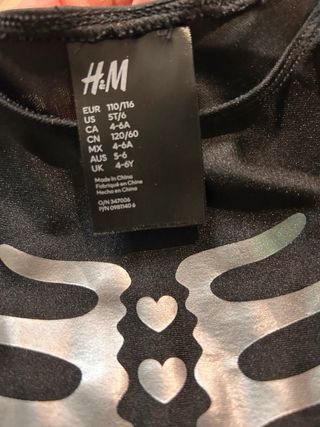 Disfraz esqueleto niña. Talla 4 a 6 años