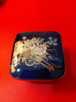 Joyero porcelana japonesa azul cobalto