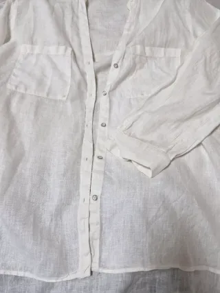 Camisa Lino Zara Blanca Talla M