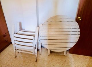 Mesa y 2 Sillas Terraza Madera Blanca