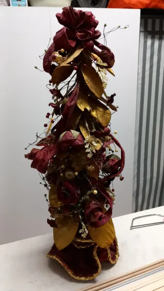 Centro de mesa navideño tela y terciopelo