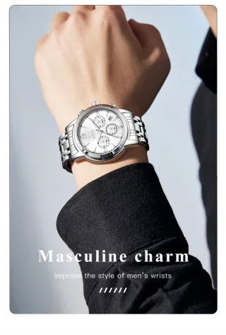 Reloj OPK Hombre Plata y Blanco