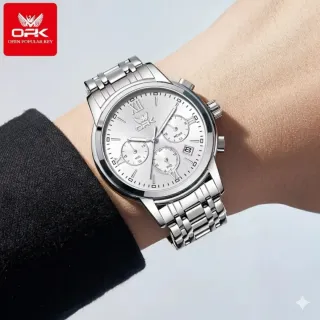 Reloj OPK Hombre Plata y Blanco
