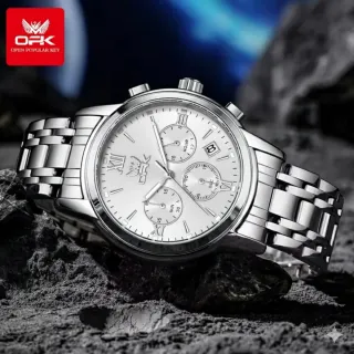 Reloj OPK Hombre Plata y Blanco