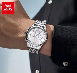 Reloj OPK Hombre Plata y Blanco