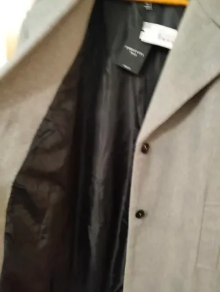 Abrigo largo gris mujer