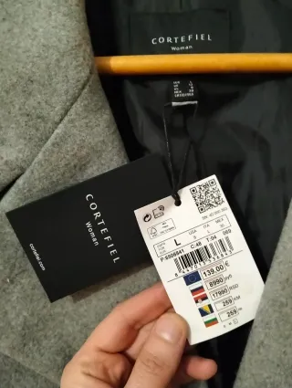 Abrigo largo gris mujer