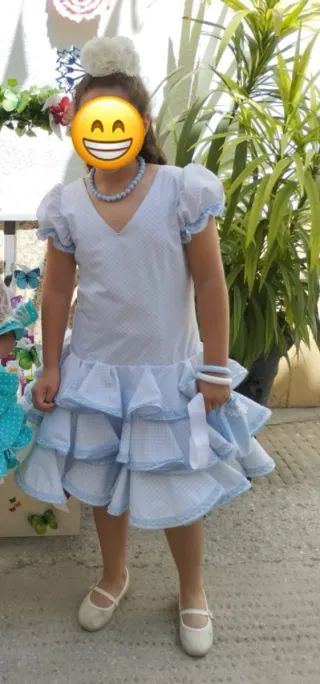Vestido de flamenca niña azul talla 14
