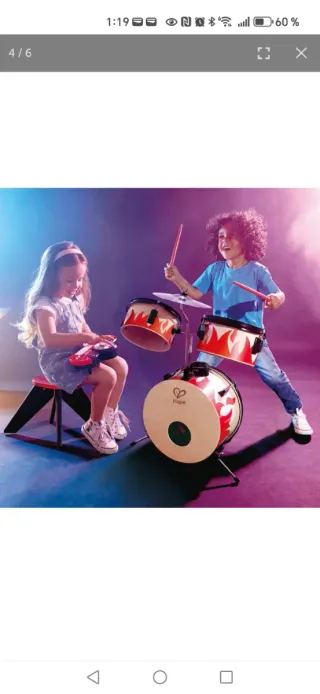 Batería madera con teclado y taburete