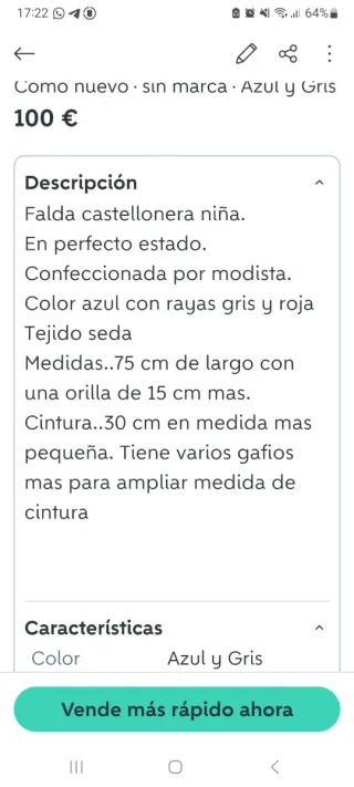 2 Faldas Huertana Niña Azul/Rojo