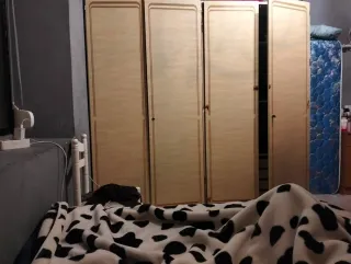 Armario de madera beige y marrón