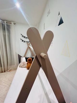 Cama infantil tipi 90x200 Blanco/Beige