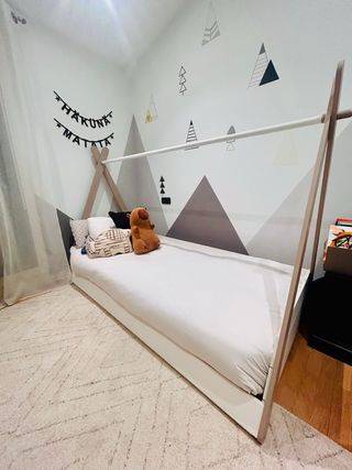Cama infantil tipi 90x200 Blanco/Beige