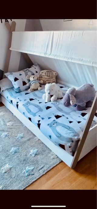 Cama infantil tipi 90x200 Blanco/Beige