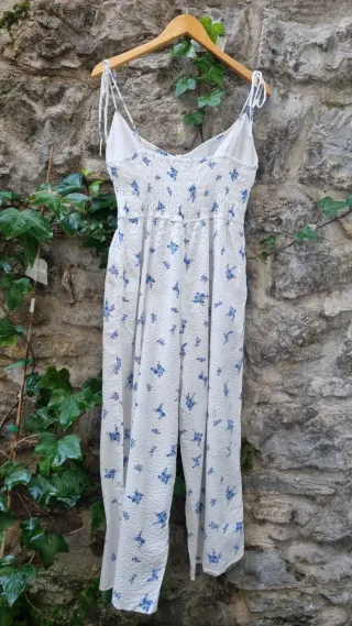 Mono H&M floral blanco y azul Talla 42