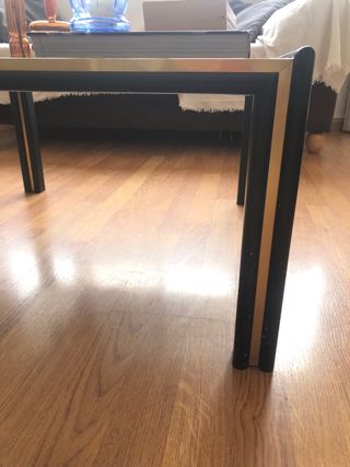 Mesita de café retro cristal y metal