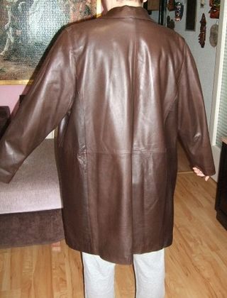 Chaquetón de piel marrón mujer