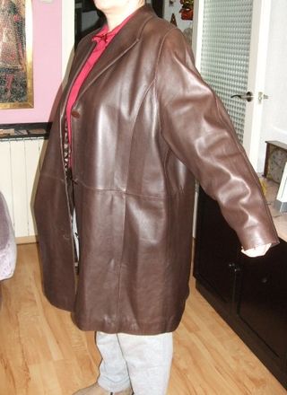 Chaquetón de piel marrón mujer