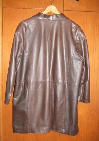 Chaquetón de piel marrón mujer