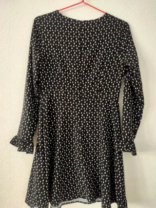 Vestido negro manga larga estampado