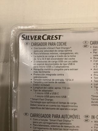Cargador Coche SilverCrest USB-A, Micro-USB, USB-C