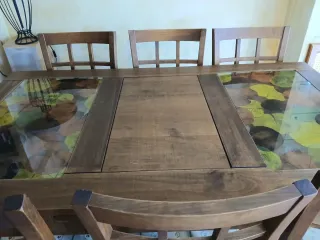 OCASIÓN. 2 mesas extensible y elevable y 6 sillas