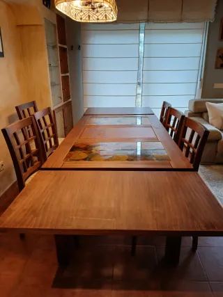 OCASIÓN. 2 mesas extensible y elevable y 6 sillas