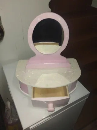 Tocador infantil espejo rosa