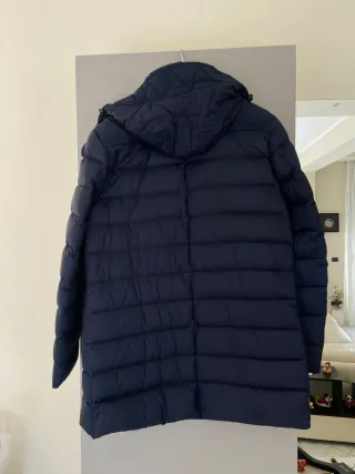 Giaccone lungo in piuma blu taglia 48
