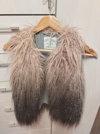 Chaleco Brotes pelo degradado beige/gris