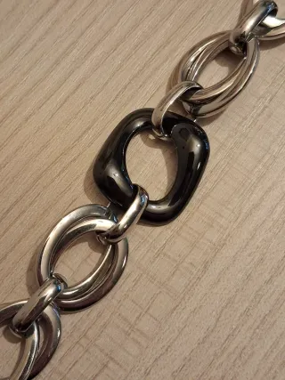 Pulsera Lotus Acero Negro y Plata