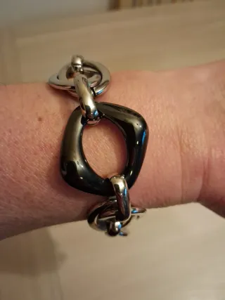 Pulsera Lotus Acero Negro y Plata