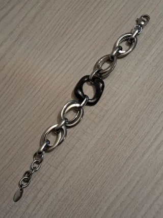 Pulsera Lotus Acero Negro y Plata