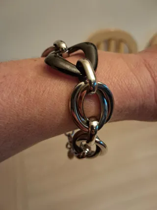 Pulsera Lotus Acero Negro y Plata