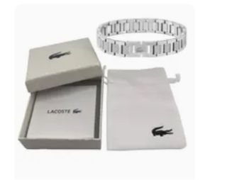 Pulsera Lacoste Plata y Blanco