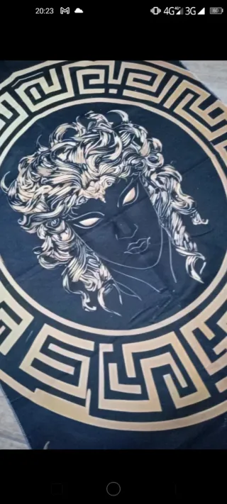 Telo Bagno Microfibra Medusa Nero Oro