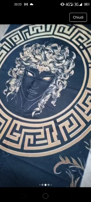 Telo Bagno Microfibra Medusa Nero Oro