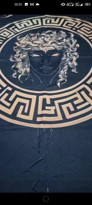 Telo Bagno Microfibra Medusa Nero Oro