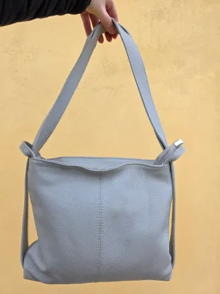 Borsa vera pelle grigia