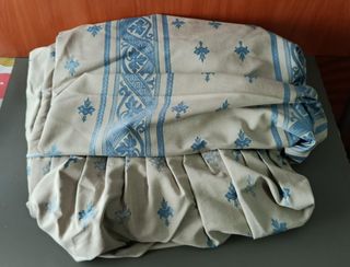 Cubre de cama 135 cm beige y azul