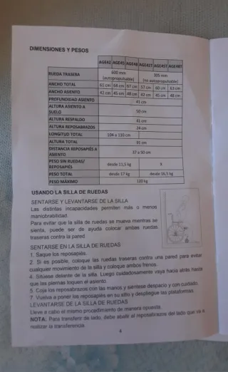 Silla de ruedas plegable,modelo Apolo 3