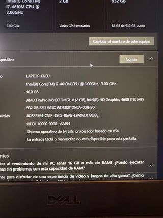 Portátil Dell Precision M4800 16GB RAM 1TB SSD