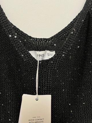 Top Mango Negro Lentejuelas