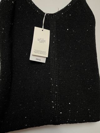 Top Mango Negro Lentejuelas