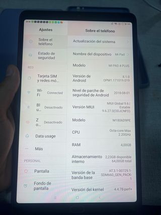 Xiaomi Mi Pad 4 Plus Negro