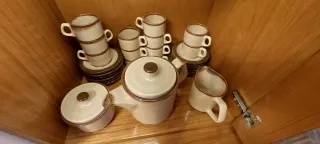 Juego de café 12 servicios beige/marrón