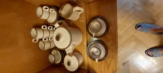 Juego de café 12 servicios beige/marrón