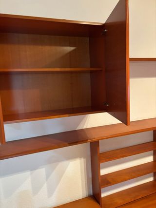 Mueble modular salón madera y cristal