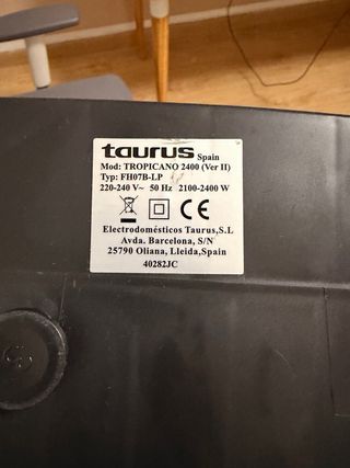 Calefactor/Ventilador Taurus Tropicano 2400